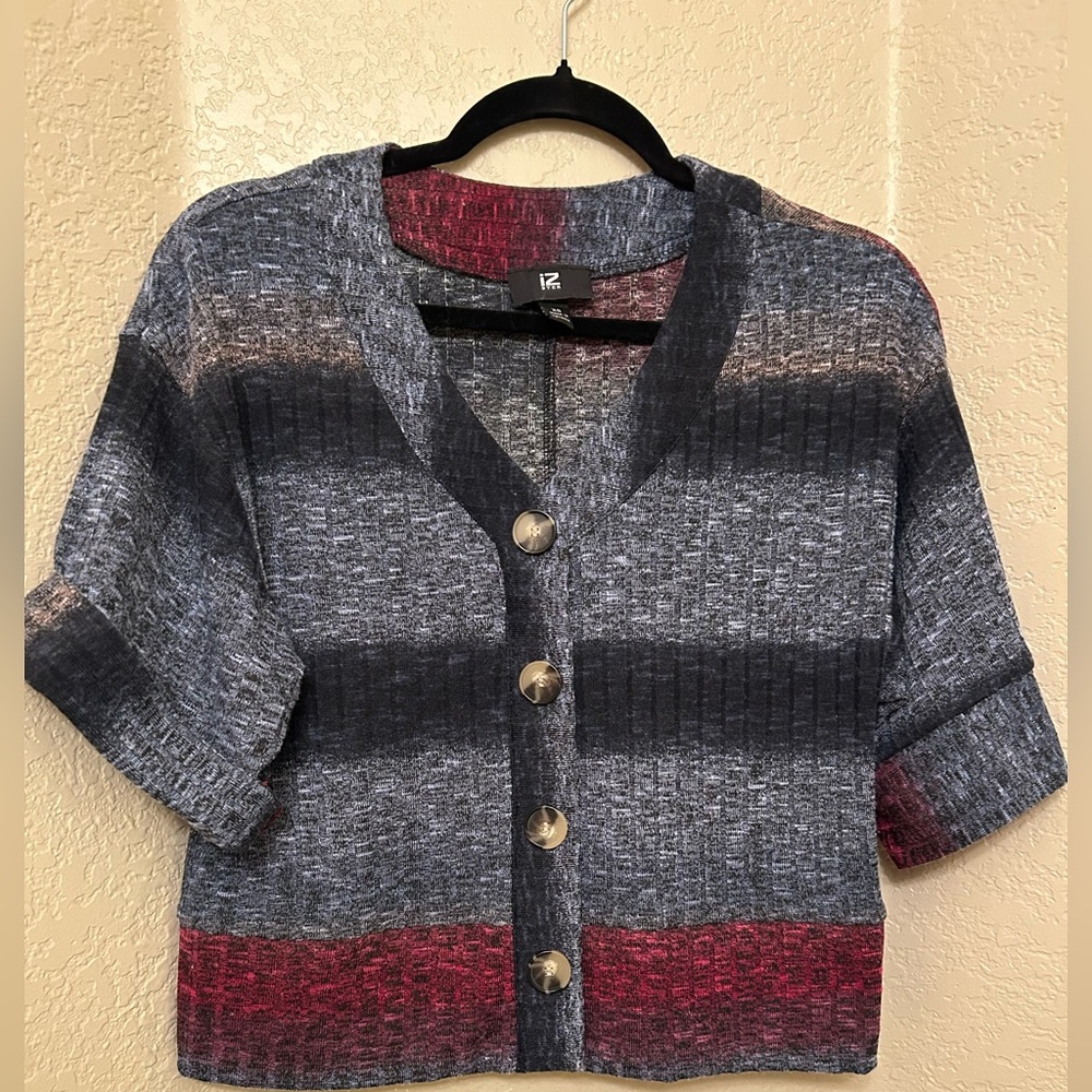 IZ Byer Preloved V-Neck Buttoned Sweater/Shirt, Size XS